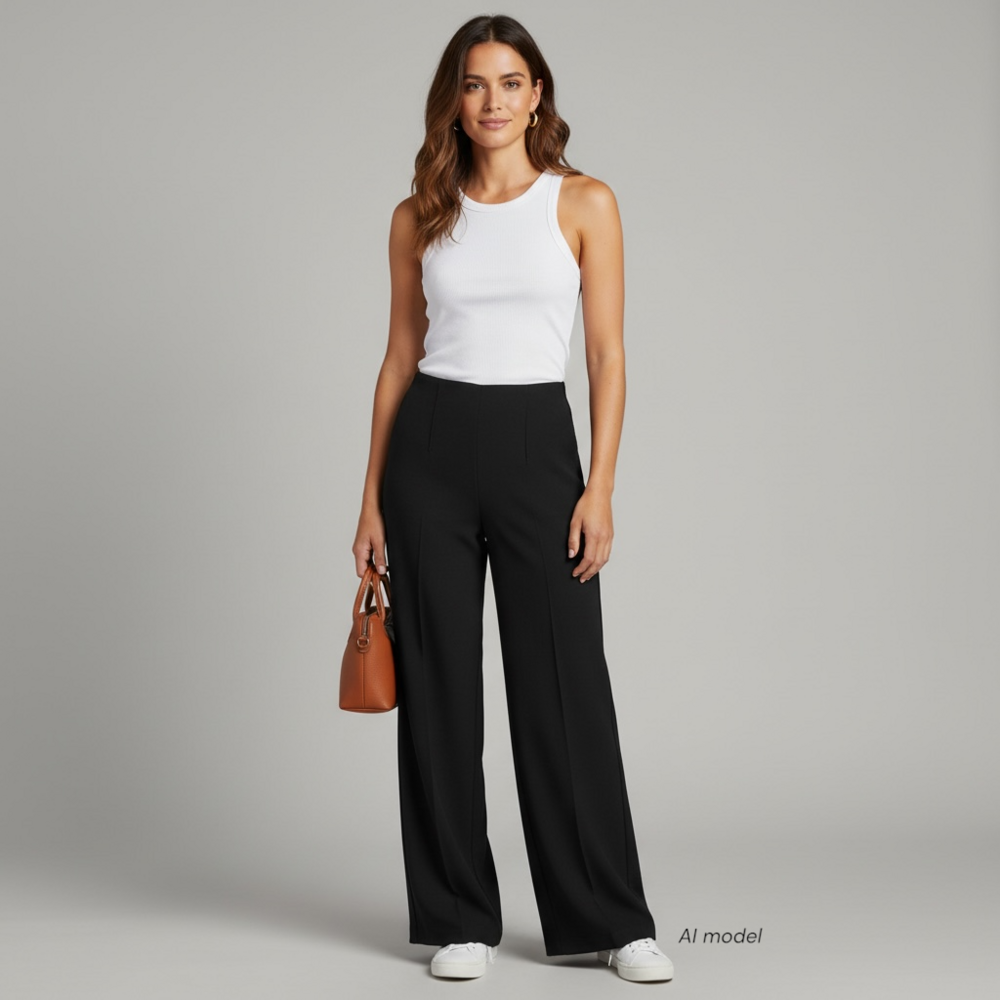 St John Basics Pants Womens 2 Black Pull On Knit Elastic Waist Classic Career